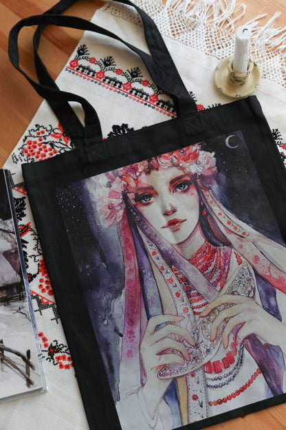 Шоппер с иллюстрацией Оксаны Викторовой из книги "Ночь перед Рождеством" Николая Гоголя